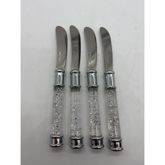 Cambridge Other - Cambridge Set of 4 Glitter Handle Butter Spreaders Cheese Knives Silver